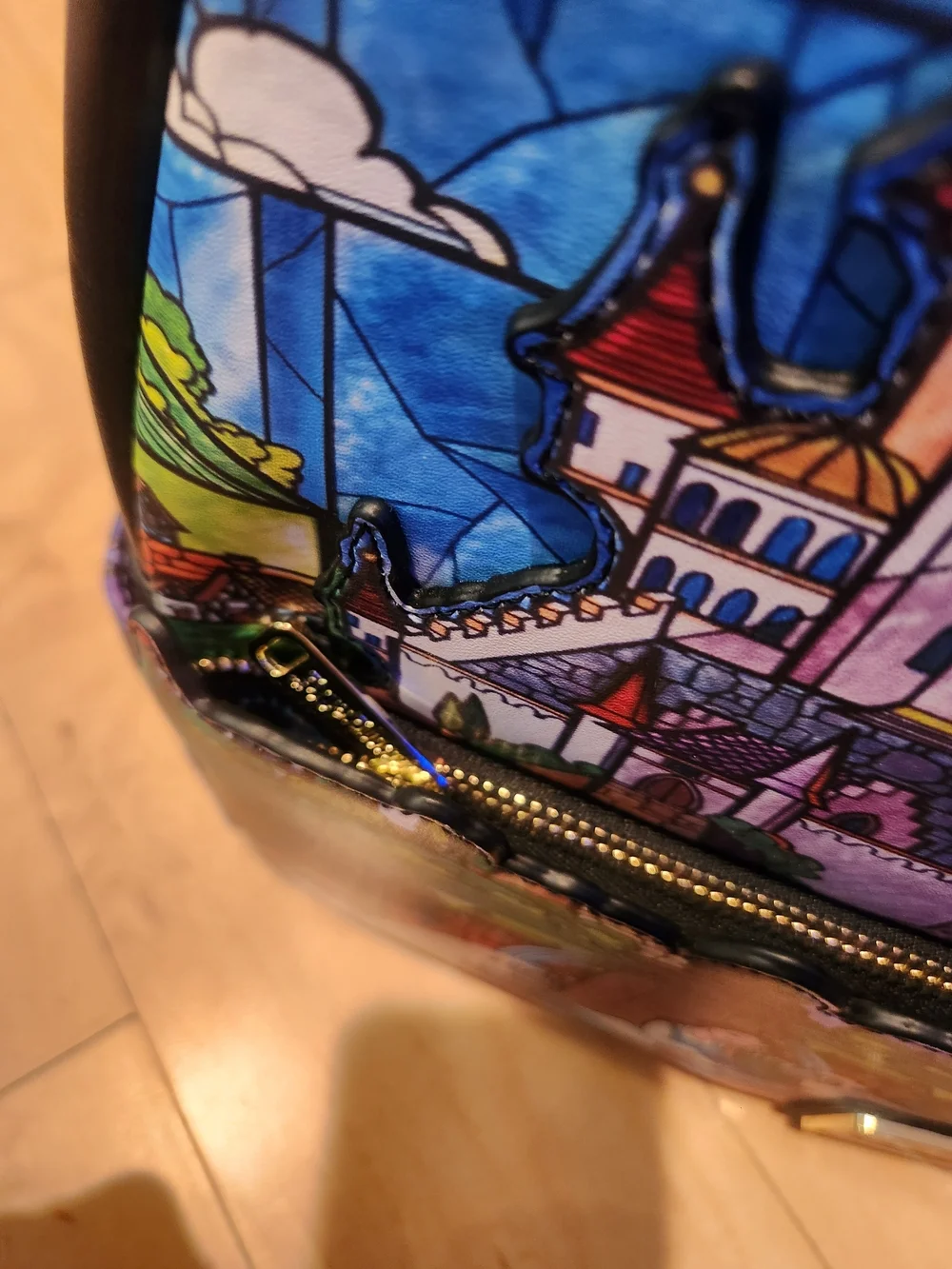 Disney Loungefly Beauty and the Beast Stained Glass Castle Mini Backpack